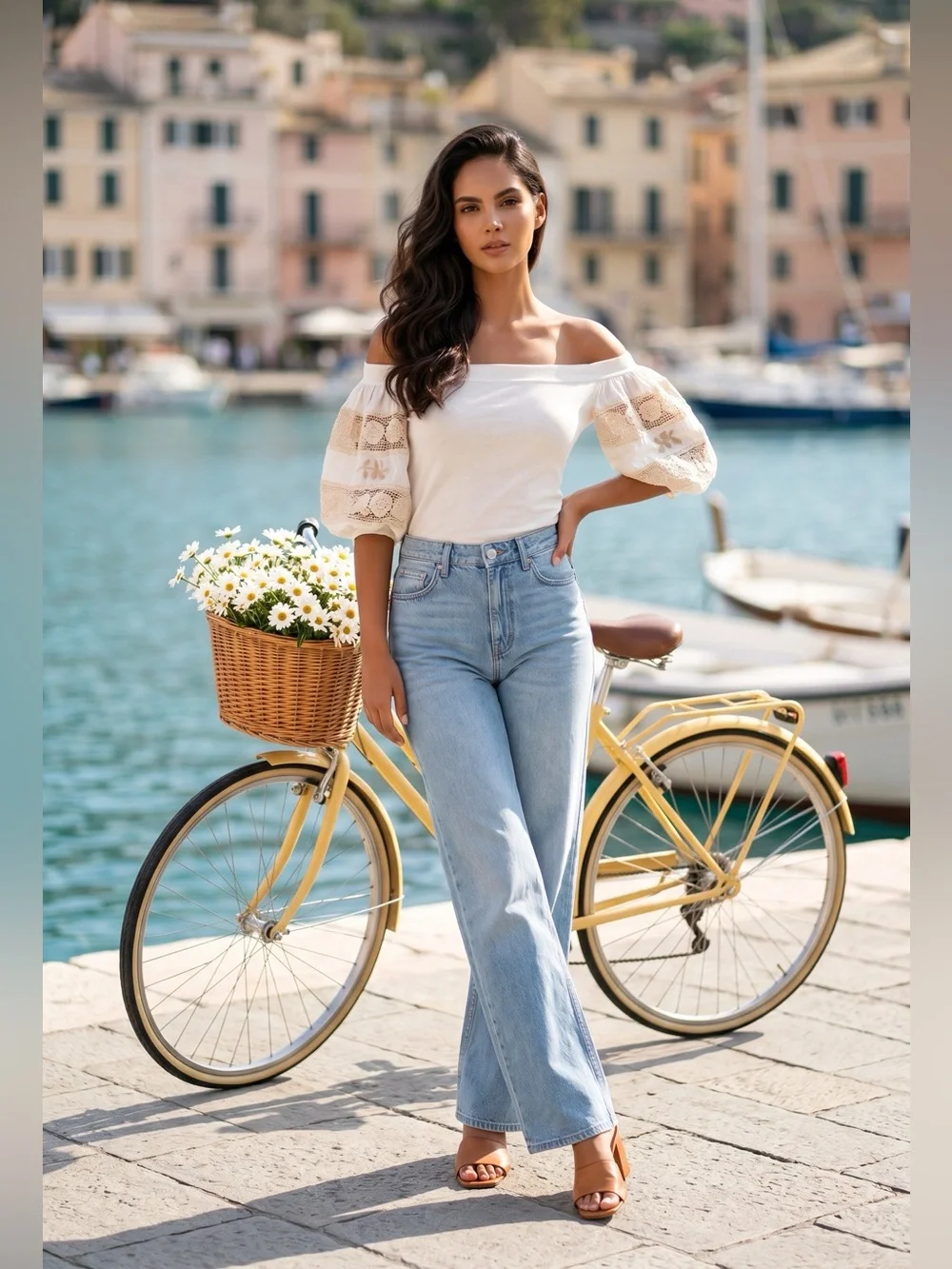 Free People Cream Off-Shoulder Puff-Sleeve Blouse